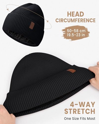 Fleece Lined Winter Beanie for Men Women Warm Windproof Beanies Hats Thick Knit Winter Hat for Cold Weather - Image 4