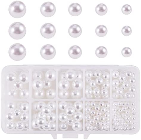 PandaHall Elite 1113pcs 6 Sizes No Holes/Undrilled Imitated Round Acrylic Pearl Beads Craft Eyes Beads for Halloween Vase Fillers, Wedding, Party, Home Decoration, Black (2.5/4/5/6/7/8mm)