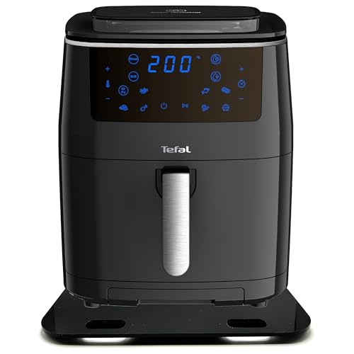 Gleitbrett aus Acryl für Tefal Heißluftfritteuse Easy Fry Grill & Steam | schwarz | 32x32cm | hochwertige Teflongleiter für müheloses Verschieben und Gummifüße für festen Stand | Made in Germany