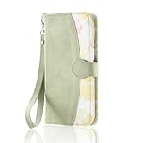 ドコモ F-42A F-01L らくらくホン スマホケース 手帳型 大人らしい チューリップのお花柄模様 シンプル 鏡付き らくらくホン F42A 手帳ケース シンプル 大人可愛いフラワー柄 ストラップ付き ACkaban らくらくスマートフォン f01l 手帳型ケース お洒落 カードスロット付き マグネット式 柔らかいクリアケース付き 使いやすい グリーン