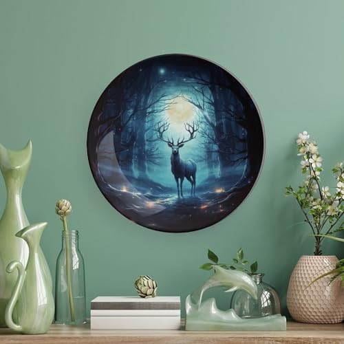 Plato decorativo Moonlight Deer de porcelana hueso 6 pulgadas miniatura 5