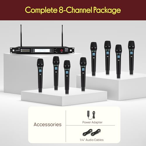 Pyle 8 Channel UHF Wireless Microphone System with 8 Handheld Mics, 300 Ft Range, Rack Mount Receiver for Karaoke, Worship, Schools & Live Events by Pyle - Image 7