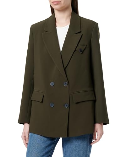 Koton Women's Pocket Detail Buttoned Double Breasted Oversized Blazer, Khaki(871), 10