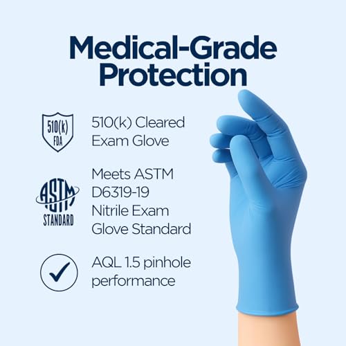 Nitrile Exam Gloves, Disposable Gloves Latex Free for Medical Care, First Aid, Cleaning, Food Prep,100 Count, Blue - Image 4