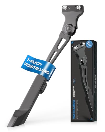 WATSABRO Fahrradständer 24-29 Zoll - Schnell Höhenverstellbarer Seitenständer Fahrrad, 40mm Lochabstand Leichtbau-Aluminiumlegierung Hinterbauständer für E-Bikes, MTB, Citybikes (45 kg)