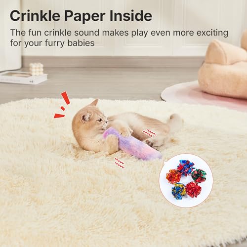 Image of Potaroma Cat Toys Pillows, 3 Pcs, Soft and Durable Cat Crinkle Sound with Catnip Inside, Interactive Indoor Kitten Kicker, Promotes Kitty Exercise