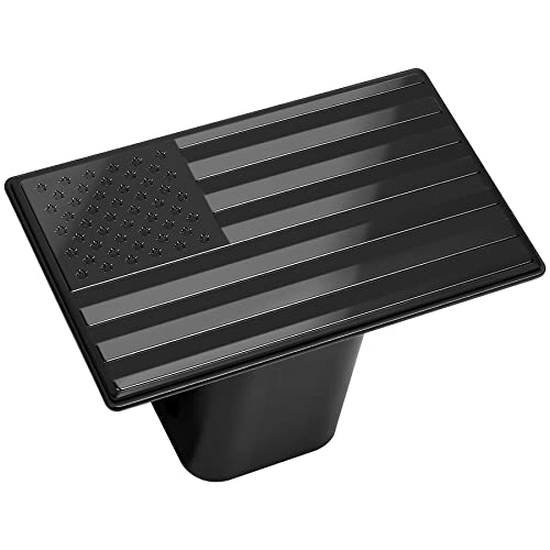 Dopake Metal Trailer Hitch Cover,Heavy Duty 2" Inch Tow Rear Receivers Plug Covers,Usa American Flag Hitch Cover （With 3-3/5" Usable Length,5/8-Inch Diameter Pin） For Trucks Cars Suv (Black) #TOP3