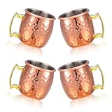 Eeghurt Mini 2-Ounce Stainless Steel Mug Espresso Mini Mugs Copper Plated Mugs 4 Pcs