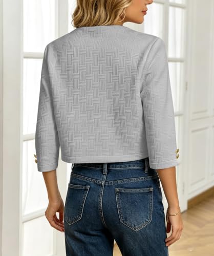 Cropped Lightweight Jackets for Women Trendy 3 Quarter Sleeve Cardigan Coat - image 3