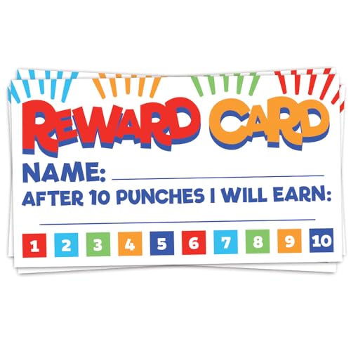 50 Fun Reward Punch Cards for Teachers and Students - Classroom and Homeschool Behavior Management Incentive Cards