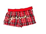 Victoria's Secret Rosa Flanella Pigiama Rilassato Sonno Breve Boxy Colore Plaid Rosso Nuovo, Plaid rosso, XL