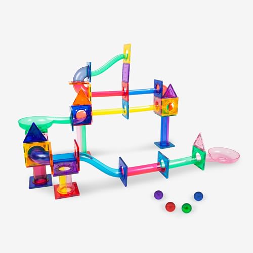 PicassoTiles 71 pezzi Pista Magnetica Blocks Set di collegamento Pista per Biglie STEAM