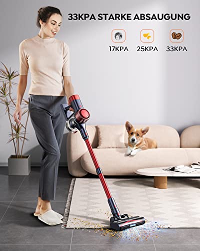 BuTure Akku Staubsauger 450W 33KPa mit Automodus,Wandmontierte Ladestation,Touchscreen,Bis zu 55 Min. Laufzeit,Leise, Kabellos mit Anti-Tangle-Bürstenrolle für Hartböden Teppich Tierhaare – Bild 5