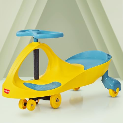 Image of LuvLap Sunshine Swing Car for Kids, Comfortable Seats & Durable, Smooth Wheels, Baby Car, Magic Toy, Push Ride On, 3+ Years, Birthday Gift for Baby Boys & Girls, Yellow & Green
