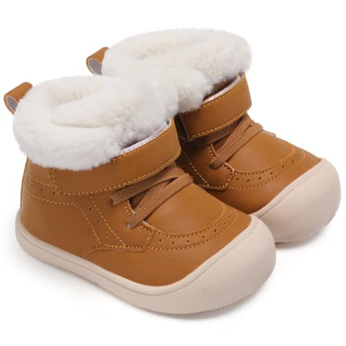 FEETCITY Toddler Boots Winter Shoes Warm Plush Lined Baby Ankle Boots