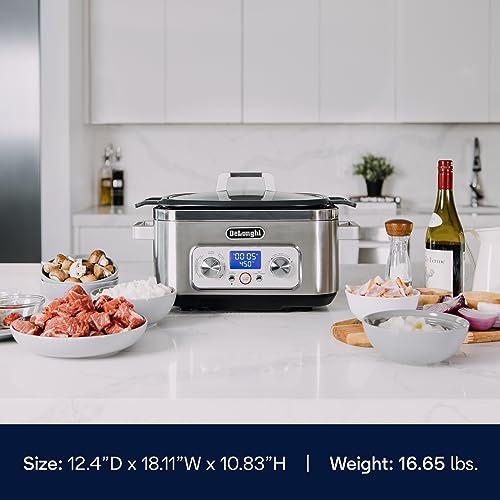 De'Longhi Livenza 7-in-1 Multi-Cooker Programmable SlowCooker, Bake, Brown, Saute, Rice, Steamer & Warmer, Easy to Use and Clean, Nonstick Dishwasher Safe Pot, (6-Quart), Stainless Steel by De'Longhi - Image 5