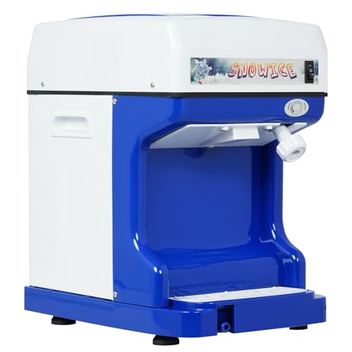 Yopower Commercial Ice Shaver Machine, 300W Electric Snow Cone Maker with Adjustable Blade, 100kg Per Hour Heavy Duty Ice Crusher for Home, Cafe and Party Use，Blue