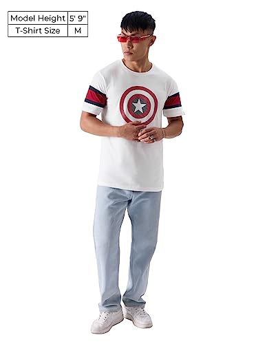Image of The Souled Store Men Official Captain America: The First Avenger Navy Blue Printed Joggers