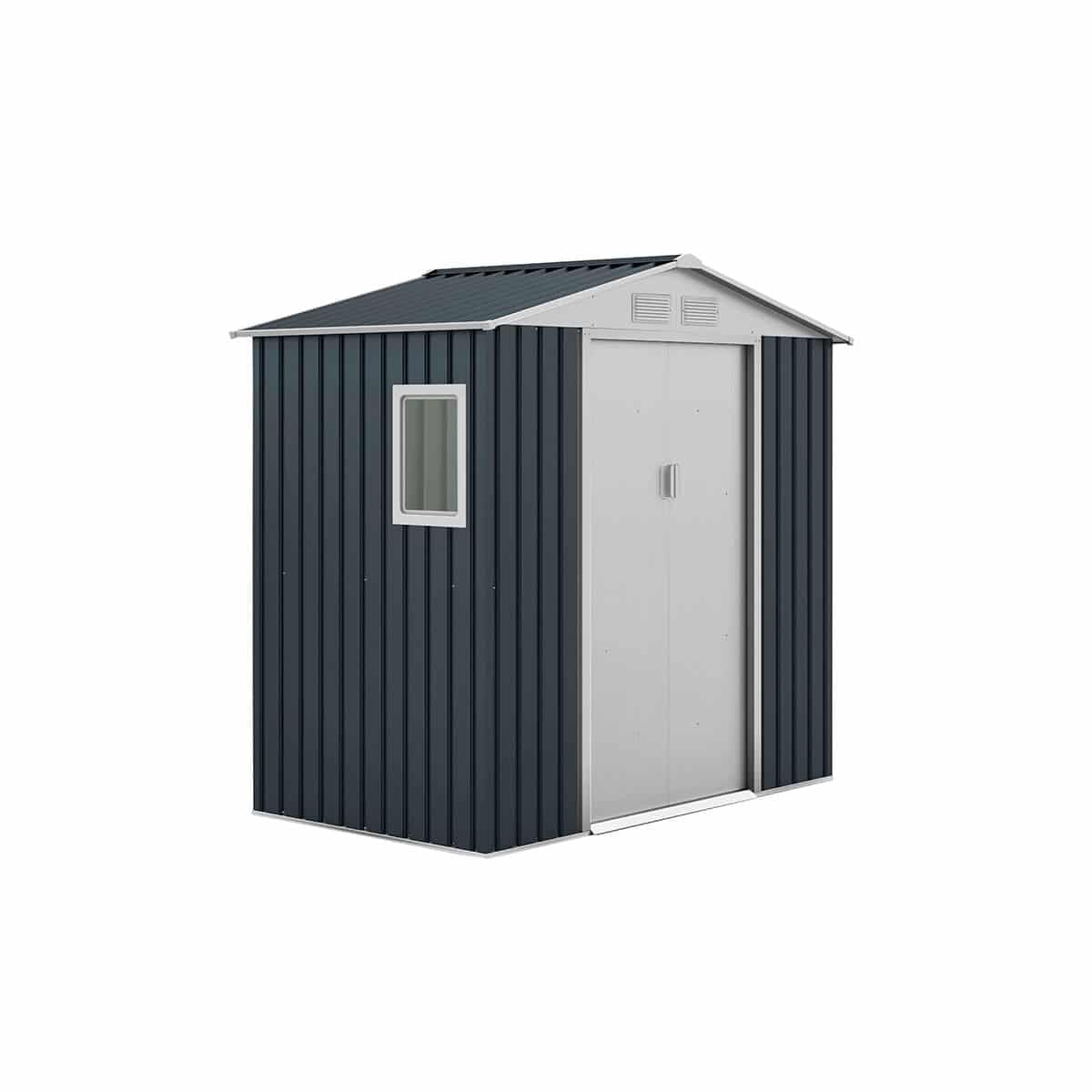 GARDIUN KIS12131 - Caseta Metálica Darwen 2,71 m² Exterior 127x213x205 cm Acero Galvanizado Gris Antracita