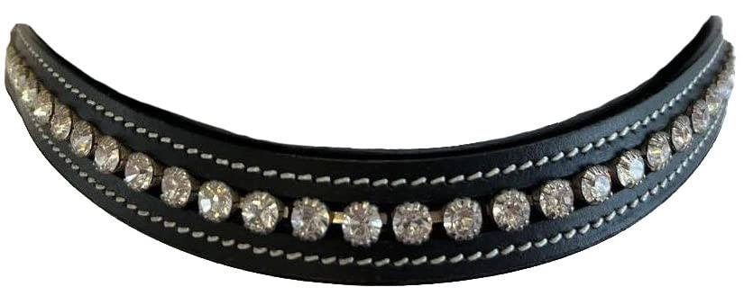 Clear Crystal Bling Wave Leather English Browband