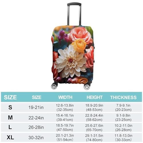 Anti-Scratch Luggage Cover Color Flowers Printed Luggage Case Protector Washable Suitcase Covers Elastic Suitcase Protector for Size M (22-24 inch) Luggage2