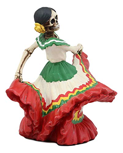 Ebros Dia De Los Muertos Danza De Dama Red Sugar Skull Lady Dancer Statue 5.25" Tall Day Of The Dead Vivas Calacas Figurine #TOP4