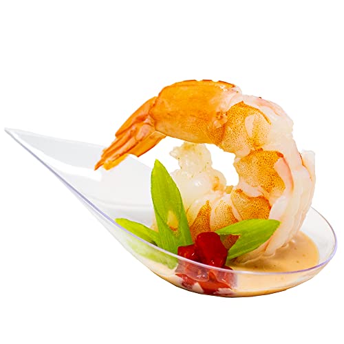 48 Pack Tiny Tear Spoon Clear Mini Appetizer Plates Mini Plastic Dessert Spoons Professional-Grade Recyclable Party Small Serving Platter Clear Disposable Plates Serving Tray for Events CMJJ