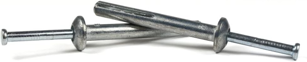 1/4" x 1" Hammer Drive Anchors/Mushroom Head/Zamac Alloy Body/SS Nail / 100 Pc. Carton