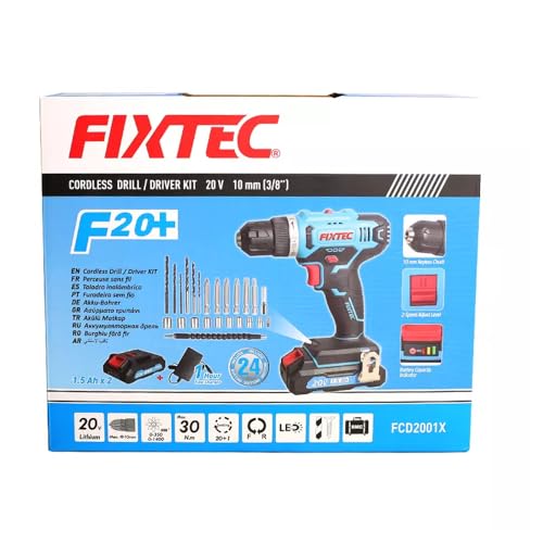 Furadeira com Função de Parafusadeira Elétrica Sem Fio 20V FCD2001X - FIXTEC