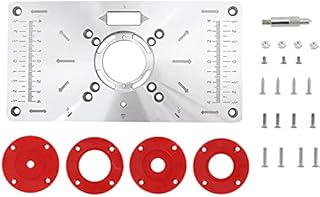 Aluminum Woodworking DIY Router Table Insert Plate&Ring Power Tool Accessories Solid Wood Milling Machine Trimming Machine, Trimming Machine Flip Board, Engraving Machine with 4 Ring Tools