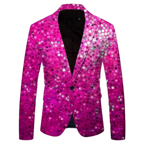Chaqueta de traje para hombre con lentejuelas, color dorado brillante, corte ajustado, chaqueta de traje, corte regular, un botón, moderno, elegante, boda, esmoquin, fiesta, escenario, discoteca