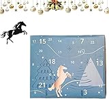 Calendario de Adviento 2025 - Calendario de cuenta regresiva con diseño de cielo invernal y caballos, con 24 días de regalos y sorpresas para caballos, para dueños de caballos, jinetes y establos (A)