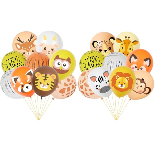 POPOYU 18 globos de fiesta de cumpleaños de animales de la selva, globos de látex multicolor para niños, suministros de fiesta temática de safari de la selva