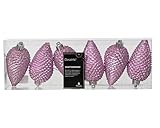 Kaemingk Adornos para árbol de Navidad, 8 cm, plástico, 6 unidades, irrompibles y con purpurina, bolas para árbol de Navidad, color lila claro