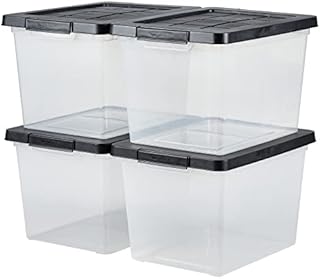 Amazon Basics 38-Litre Plastic Storage Box with Lid, Clear, 1-Pack