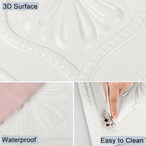 16 Pack, Ceiling Tiles Peel and Stick, Covered 21 Sq.Ft, Glue-up Ceiling Tiles Foam, Easy to Install for Ceiling and Wall, Plain White (13.8 x 13.8 inch)