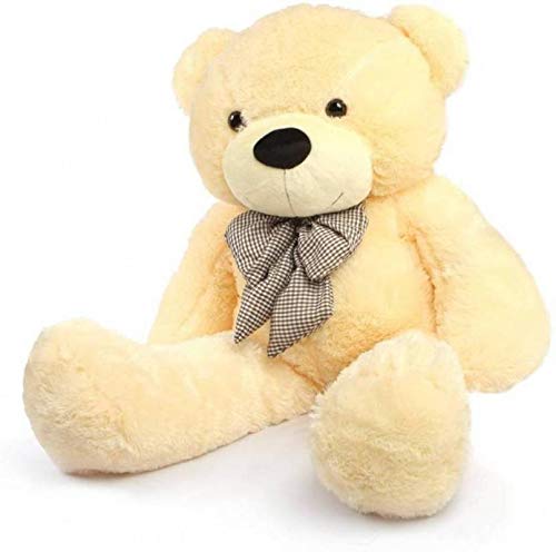 Image of HUG 'n' FEEL SOFT TOYS 3 feet Long Soft Lovable hugable Cute Xtra Large Teddy Bear Cream Plush & Stuffed Toys (Best for Someone Really Special) 90 cm