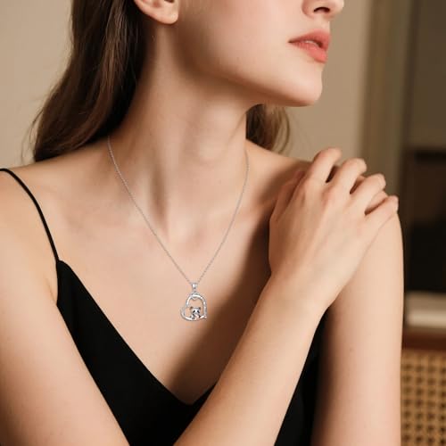 Panda Necklace S925 Sterling Silver Heart Panda Pendant Necklaces Animal Jewelry Gift for Women Pandas Lovers Mom Wife2