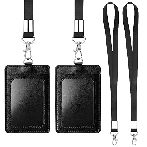 Werkzeug 2 Stücke PU Leder Kartenhalter Vertikaler Ausweishalter mit Neck Lanyard Strap für Geschäft Schule Veranstaltung Cover