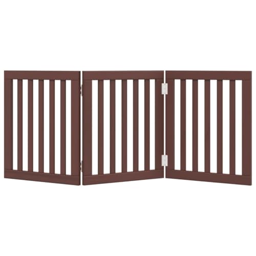 Vidaxl Cancello Cani Pieghevole 3 Pannelli Marrone 150Cm Legno Pioppo, Cancello Per Animali Domestici, Cancello Di Sicurezza Per Cani, Cancello Per Cuccioli Per Scale - 4