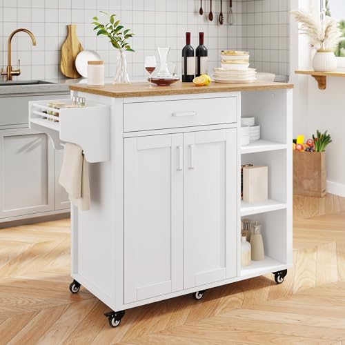 DWVO Rolling Kitchen Island Table on Wheels, Mobile Kitchen Cart