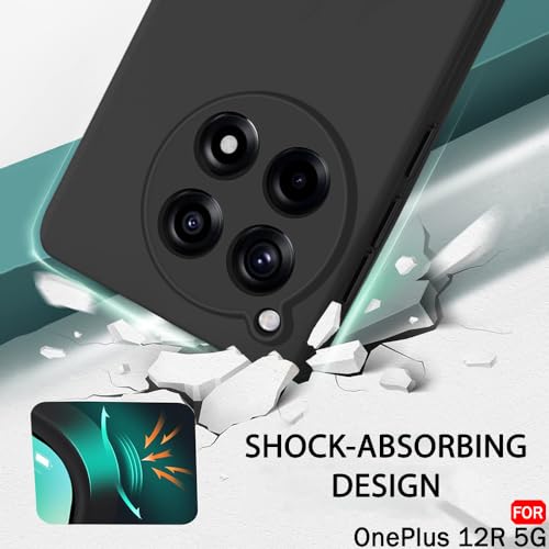 Image of TheGiftKart Liquid Silicone Back Cover Case for OnePlus 12R 5G | Soft Micro-Fibre Lining Inside | Camera Protection Bump | Shockproof Back Case Cover for OnePlus 12R 5G (Silicone, Black)