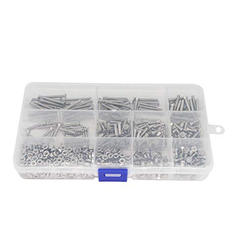500pcs M3 Phillips Countersunk Flat Head Machine Screws Hex Nuts Assortment Kit 304 Stainless Steel, M3 x 6mm / 8mm / 10mm / 12mm / 16mm / 18mm / 20mm / 25mm / 30mm