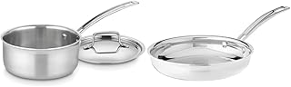 MCP19-16N Multiclad Pro Triple Ply 1.5-Quart Skillet, Saucepan w/Cover & MultiClad Pro 8" Open Skillet, 8-Inch, Stainless Steel