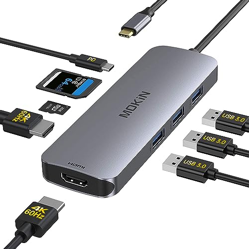 USB C to Dual HDMI Adapter, USB C Docking Station Dual Monitors for Windows,3 USB Port,SD/TF, PD Port Compatible for Dell XPS 13/15, Lenovo Yoga,etc