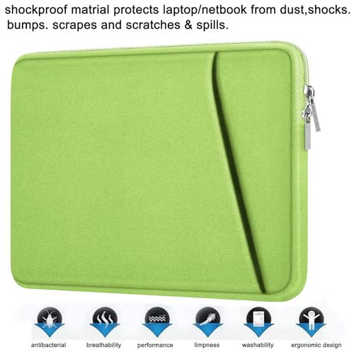 Image of Laptop Sleeve, Shockproof Protective Computer Case, Handbags Portable Laptop Bag for 15.6 inch HP Dell Asus Lenovo Notebook Computer with Front Pocket, Light Green