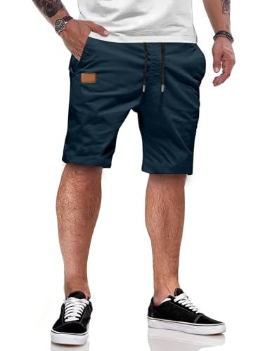 JMIERR Cargo Shorts Herren Baumwolle Chino Shorts Herren Sommer Freizeit Chino Stretch mit Taschen (A2 Blau S)