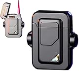 Butane Lighter, Windproof Red Flame, Sensitive Roller Ignition, Cool Appearance, Reusable, Suitable for Cigars, Candles, Cooking, Men's Gift(Black)
