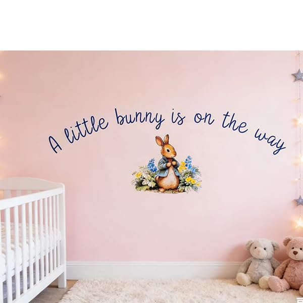 UDOTE A Little Bunny is on the Way Wall Decal- Watercolor Floral Design, Nursery Decor, Baby Shower & Gender Reveal Theme. (A Little Bunny is on the Way) by UDOTE - Used condition - US$9.42