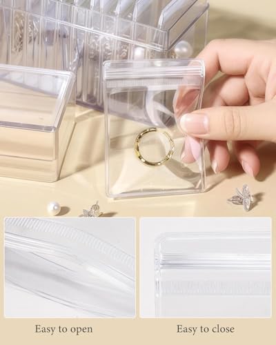 Image of Nibbler 25 Pcs Jewellery Organiser Storage Pouches Clear Zip Lock Cover for Rings, Earrings, Necklace, Multipurpose use, etc. Transparent, Polyvinyl Chloride PVC (Style 3)